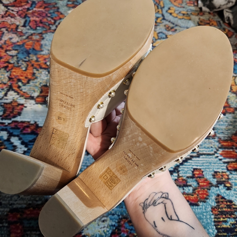 Stuart Weitzman Imitation Pearl Clog 85 Sandal - Picture 9 of 9